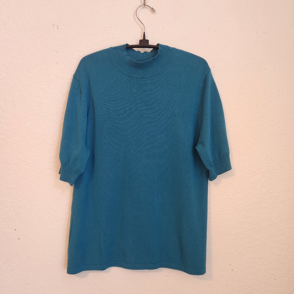 Coldwater‎ Creek Mock Neck Short-Sleeve Sweater, Size L
